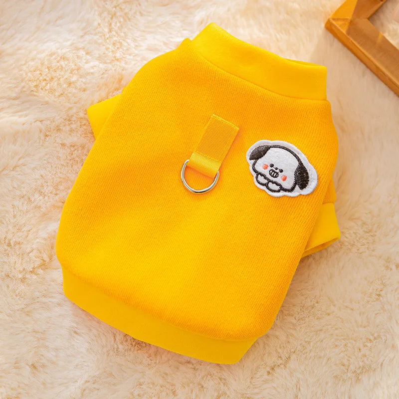 Winter Dog Clothes Cute Cartoon Dog Warm Hoodie Chihuahua French Bulldog Sweatshirt Puppy Outfit Coat Pet Dog Costume