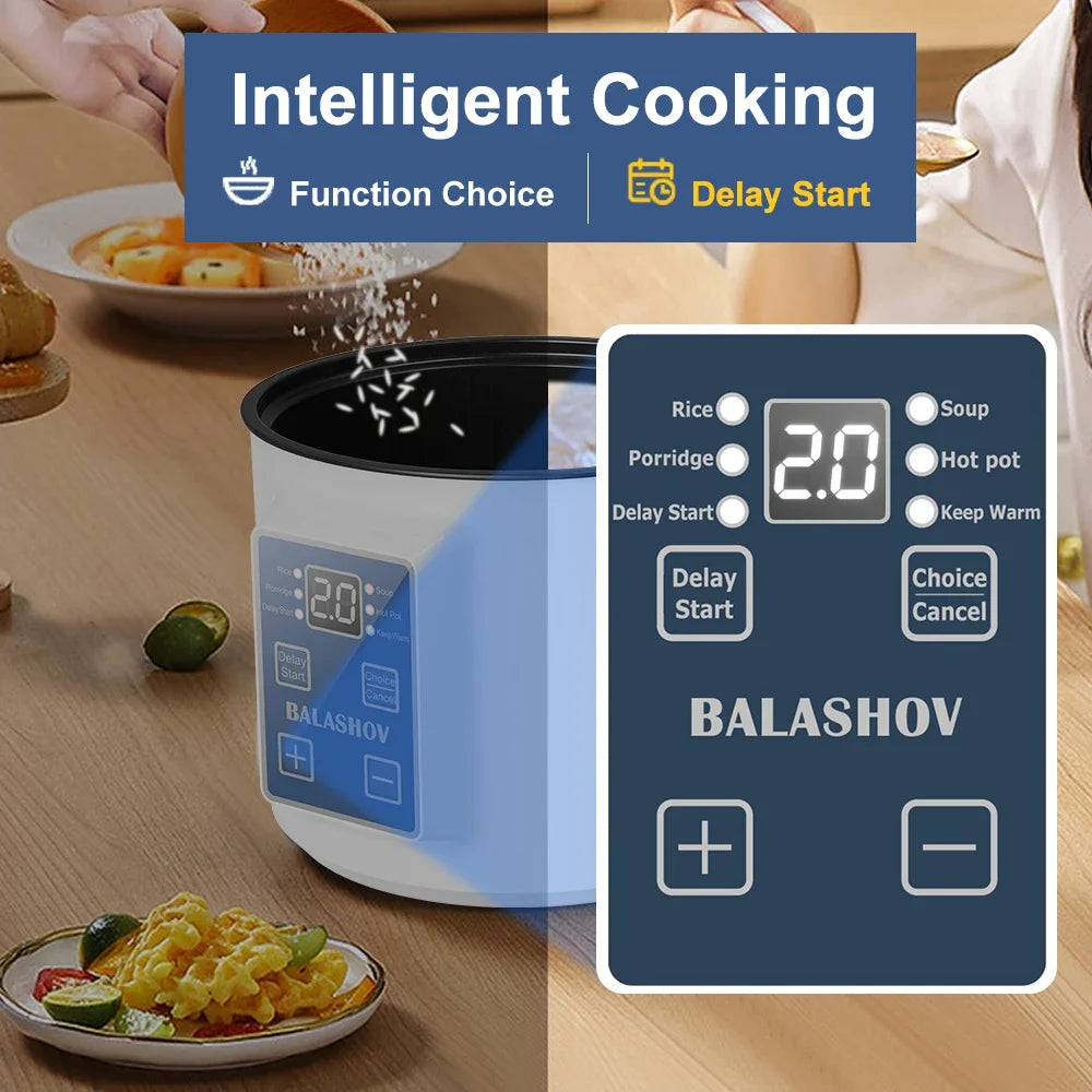 Mini Electric Rice Cooker Double Layer Multi Cooker Non-Stick Smart Steamed Rice Pot for Efficient Home Cooking