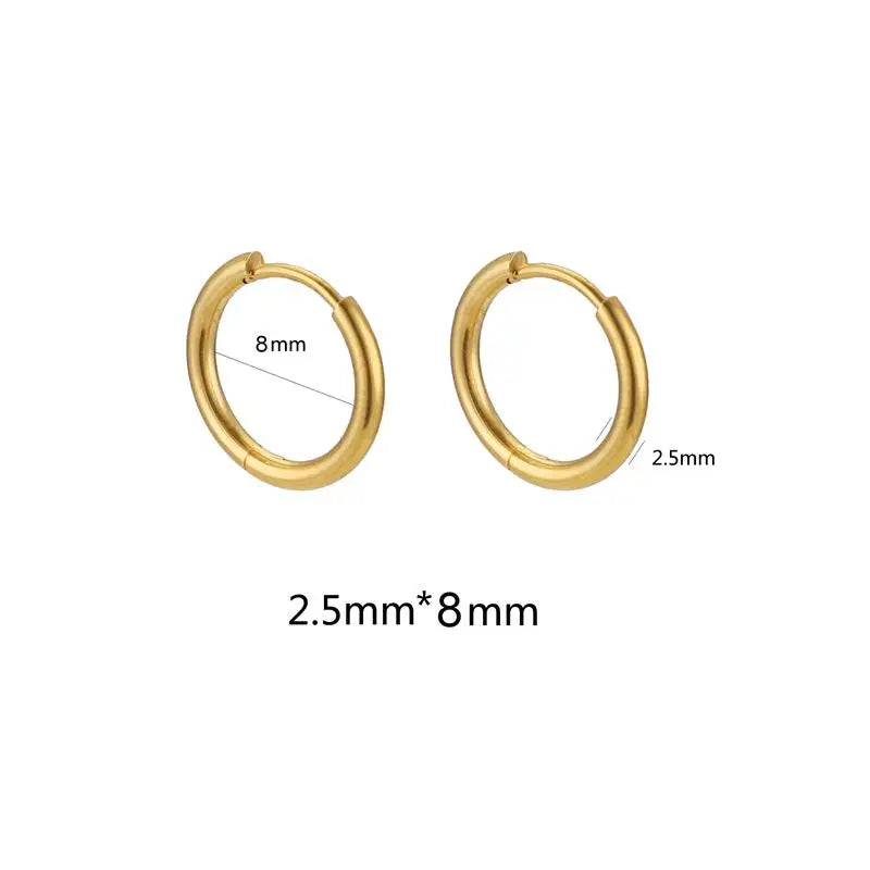 10pcs Stainless Steel Small Hoops Earring Piercing 8-20mm