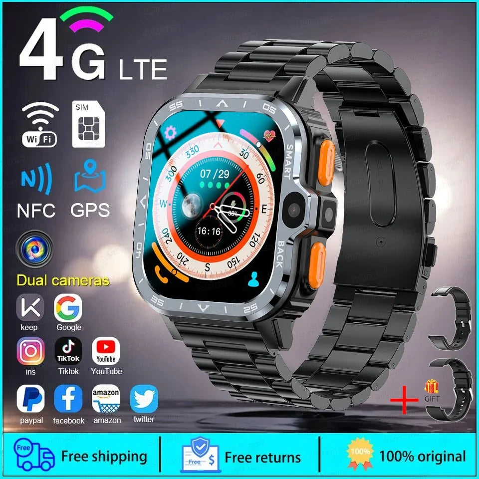 2025 New 5G SIM Card Small Fast Internet Smart Watch HD Dual Camera 64GB ROM NFC GPS WiFi Google Play Smart Bracelets For XIAOMI