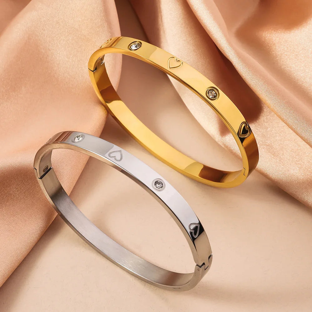 RAKOL Simple 316L Nail Light Luxury Titanium Steel Bracelet for Women High Quality Non-fading Hand Jewelry