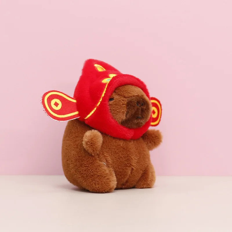 Strawberry Hat Capybara Plush Toy Keychain and Backpack Pendant