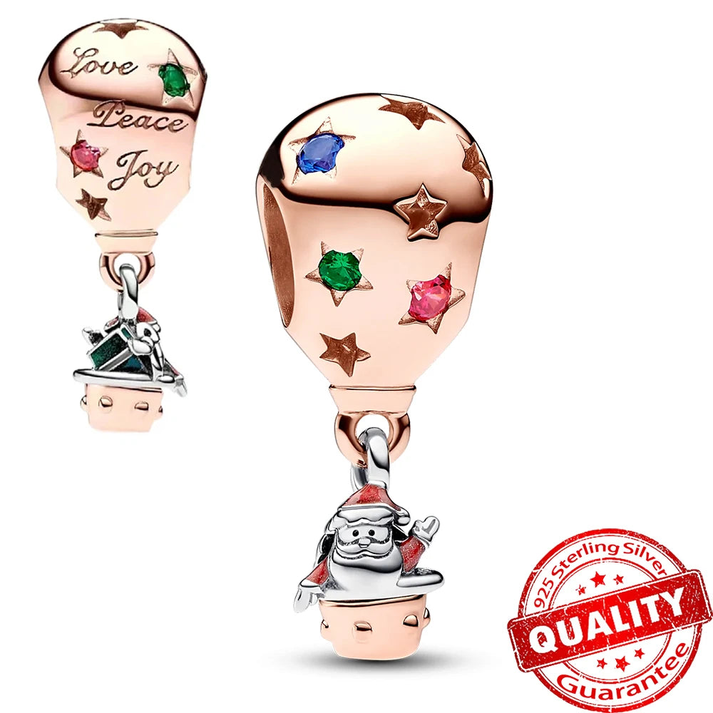 Authentic 925 Sterling Silver Charm Sparkling Star Moon Sun Pendant Jewelry Gift