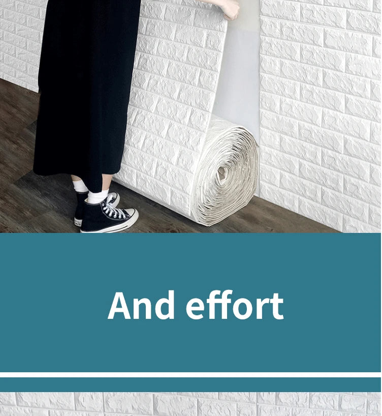 70cm*2m 3D Soft Foam Brick Wallpaper Roll Self Adhesive Decor