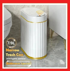 Automatic Sensor Trash Can 7L 9L Stylish Roman Striped Design Hands-Free Induction Garbage Bin for Kitchen and Bathroom