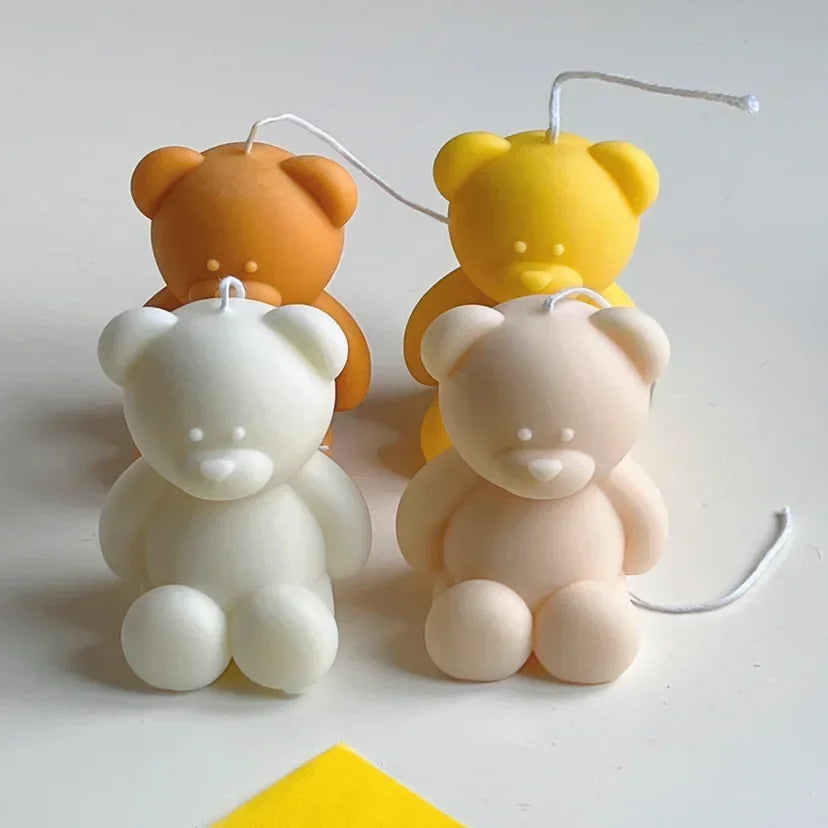 3D Cute Cartoon Bear Silicone Candle Mold Gift Making Kit