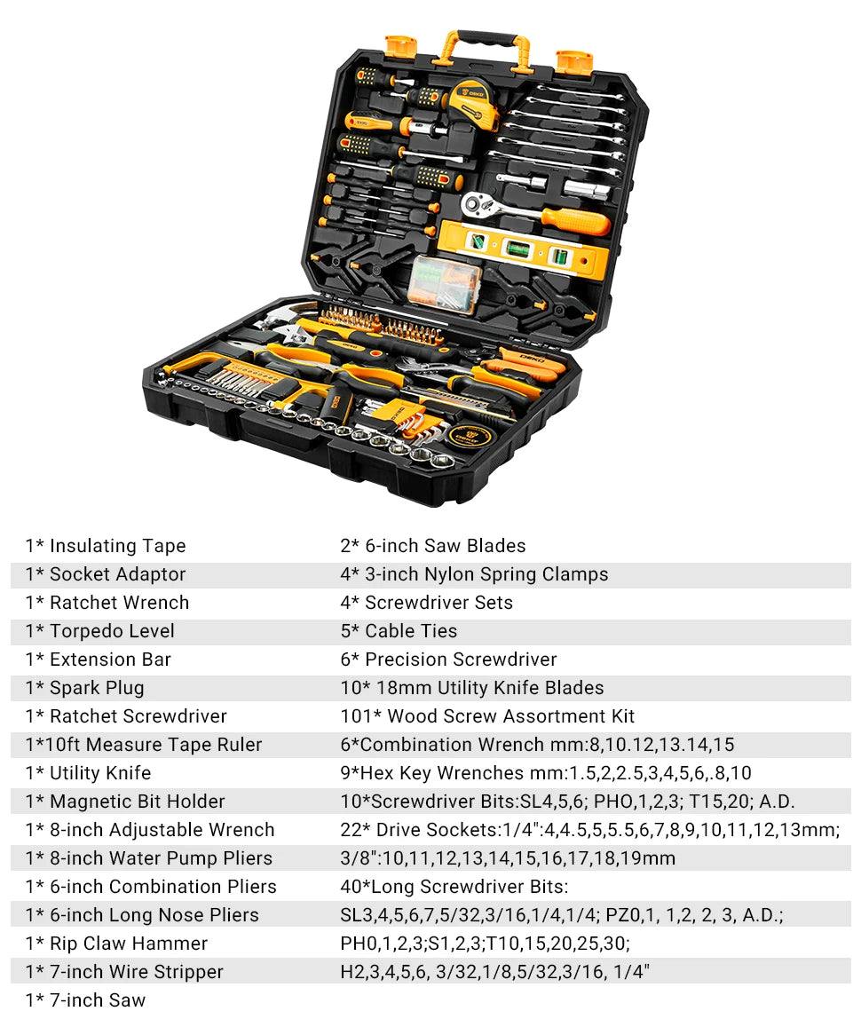 DEKO 228Pcs Socket Wrench Tool Set with Storage Case