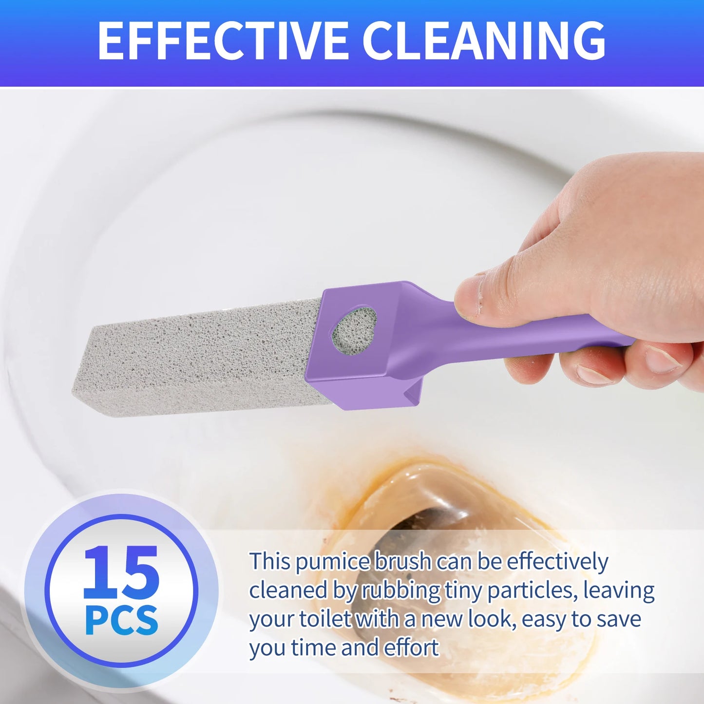 15 Piece Pumice Stone Toilet Bowl Cleaner Set with Ergonomic Handle for Effortless Bathroom Cleaning