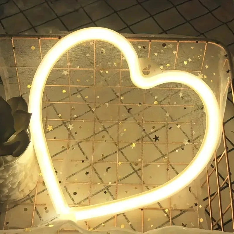 1pc USB Heart Shape LED Neon Light Sign for Bedroom and Bar