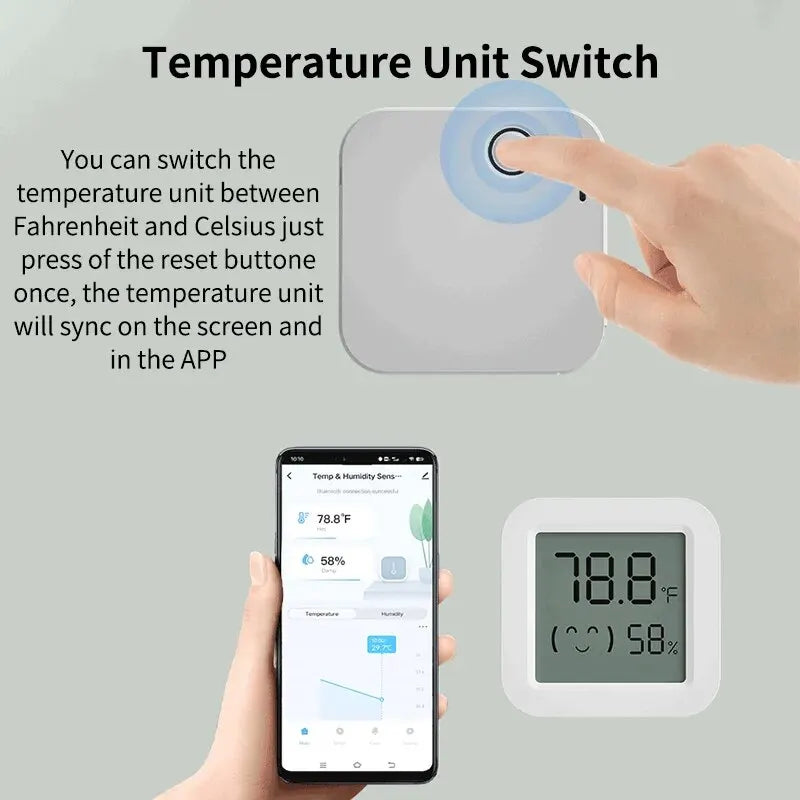 Sensor de temperatura y humedad inalámbrico Tuya Smart MINI con pantalla LCD, termómetro e higrómetro, aplicación remota para hogares inteligentes