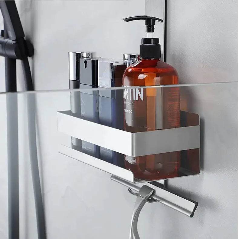 No Drill Movable Bathroom Shelf Steel Organizer for Shower and Storage Solution