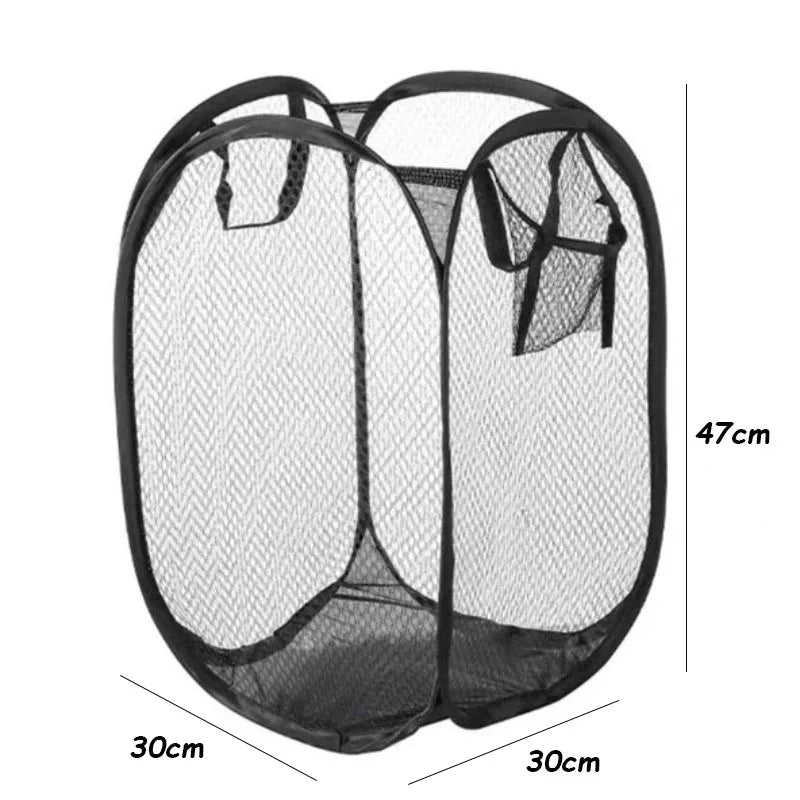 Foldable Color Mesh Clothes Basket for Easy Laundry Storage