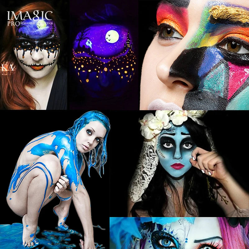 IMAGIC 12 Colors Flash Tattoo Face and Body Paint Set for Halloween Parties and Fancy Dress Makeup
