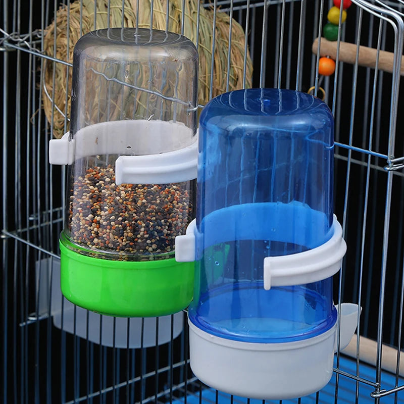 1X High Quality 1Pc Bird Feeder Plastic Food Water Feeding Automatic Drinker Parrot Pet Dispenser Drinking Cup Bowls Parrot Cage