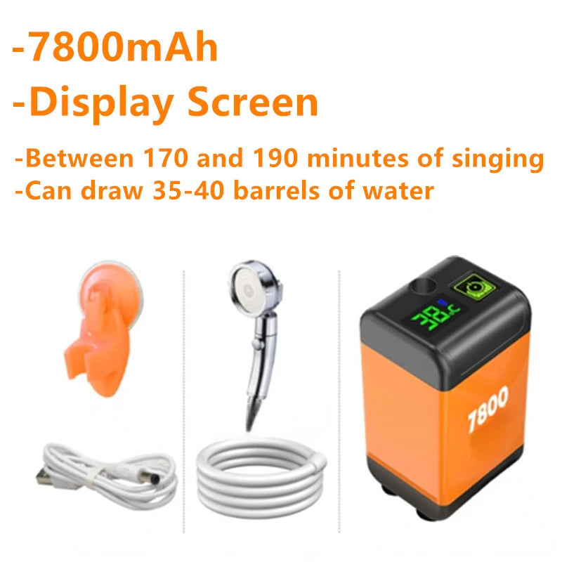 Outdoor Camping Shower Portable Electric Pump IPX7 Waterproof Digital Display