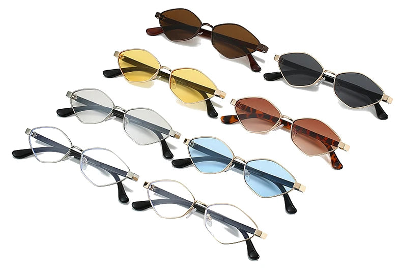 SO&EI Fashion Irregular Polygon Cat Eye Sunglasses UV400 Retro Shades for Women and Men