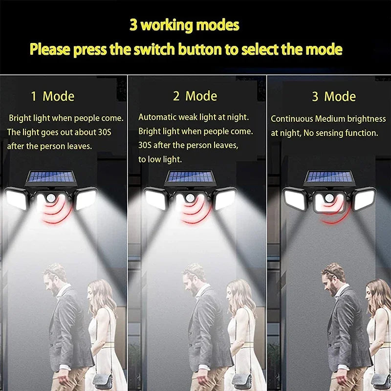 Solar Lights Outdoor Motion Sensor Human Induction IP65 Waterproof Adjustable Head Wall Lamp