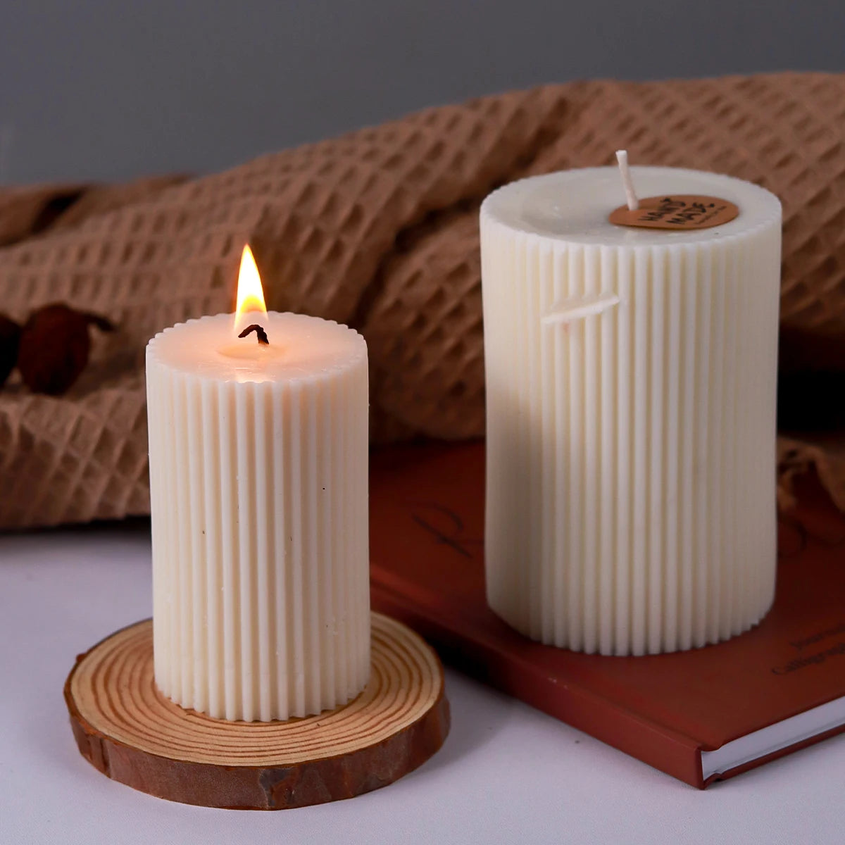 Striped Cylindrical Candle Silicone Mold for DIY Home Decor