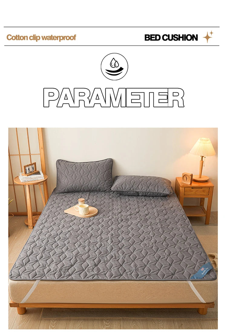 Waterproof Mattress Topper with Elastic Band Quilted Protector Pad for Single/Double Bed 140/160