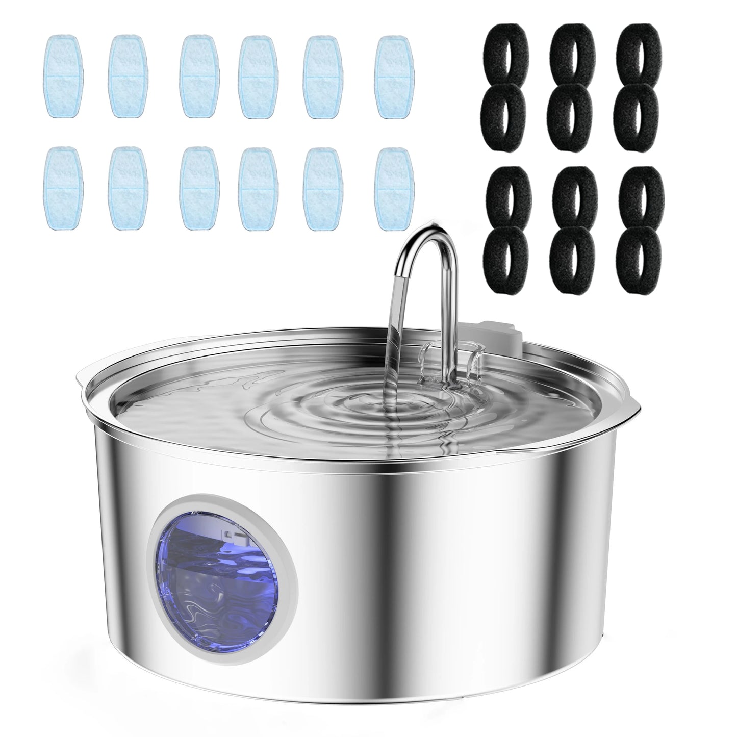 7L Large Capacity Stainless Steel Automatic Pet Water Fountain for Cats and Dogs with Silent Operation and Filtered Fresh Water