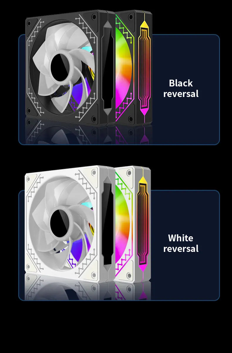 Ventilador para caja de PC TEUCER Prism12025 de 120 mm, 5 V, 3 pines, ARGB, efecto de luz de espejo cíclico, PWM, 800 a 2000 RPM, juego de 3 piezas