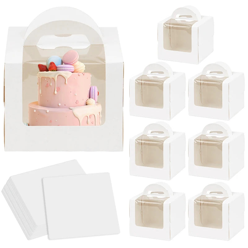 5 or 10 Pack Window Cake Packaging Boxes Portable Paper Gift Boxes for Weddings Birthdays and Baby Showers