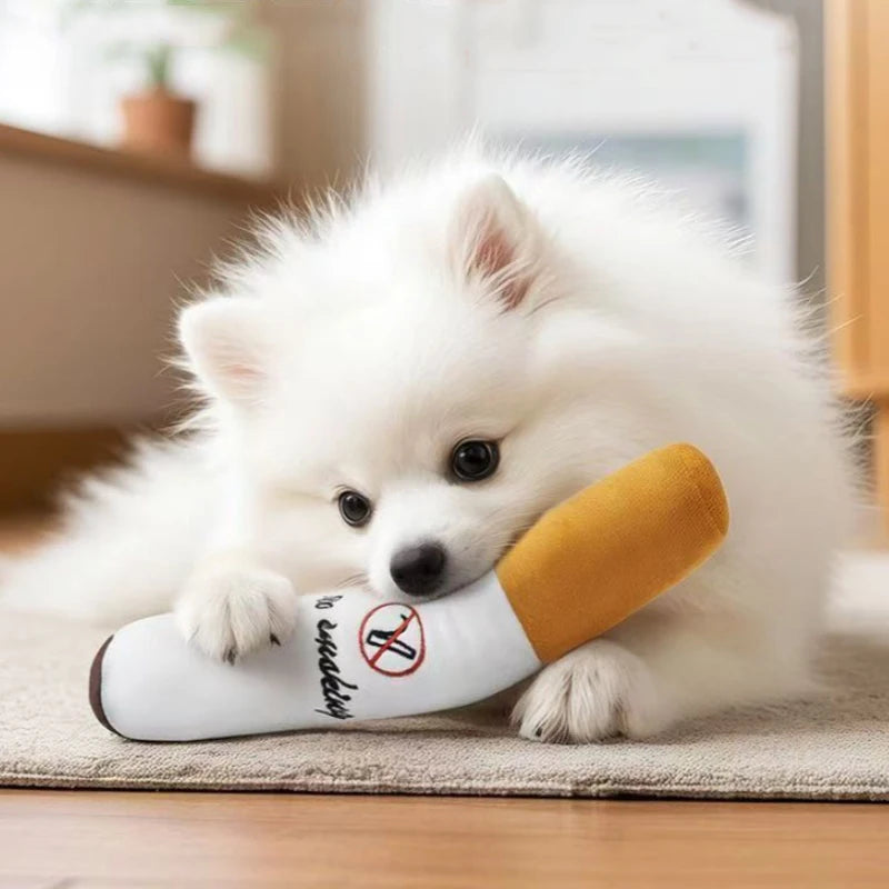 Pet Funny Toys Cigar Big Smoke Plush Sound Squeak Fake Cigarettes Toys Dog Chew Molar Interactive Game Bite Resistant Pet Toy