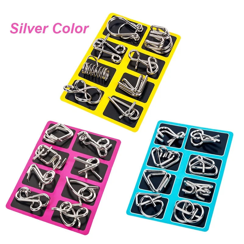8Pcs Set Metal Montessori Puzzle Wire IQ Mind Brain Teaser Toys