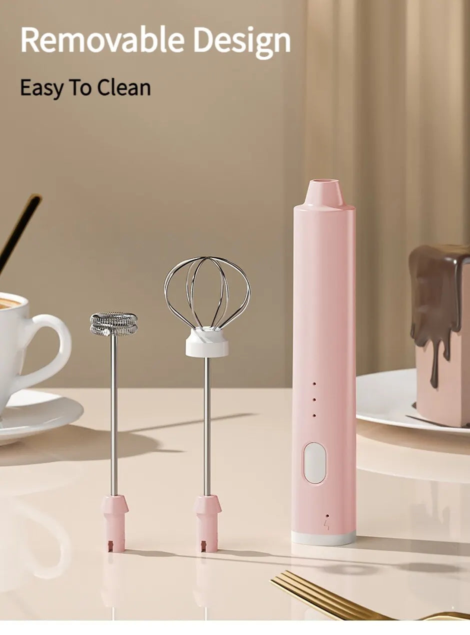 1 PCS USB Rechargeable Handheld Egg Beater 3 Speeds Milk Frother
