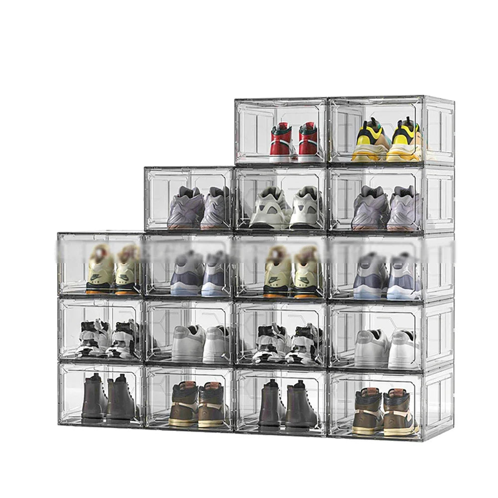 Transparent Shoe Box Magnetic Suction Door Dustproof Storage Box