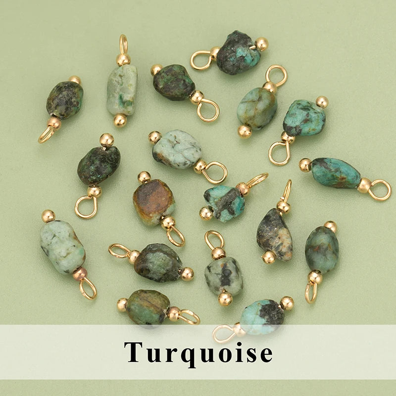 YEGUI C324S 20pcs Natural Stone Charms 18K Gold Plated