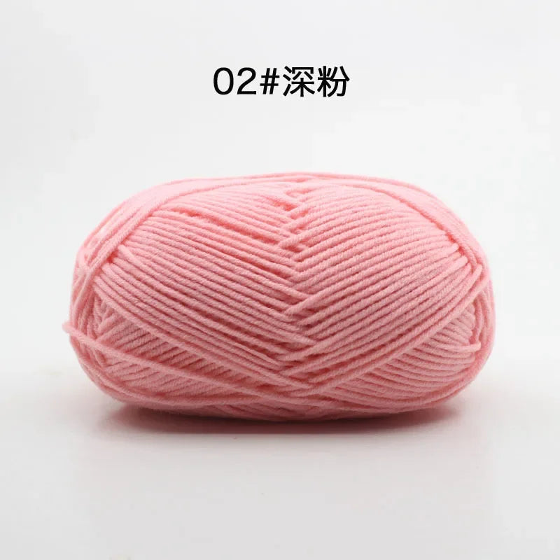 Likeecords 4-Strand Milk Cotton Yarn 60g Soft Baby Yarn for Knitting and Crochet