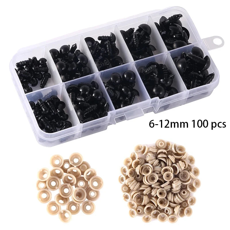 100pcs Plastic Safety Eyes 5-20mm for DIY Toys and Dolls