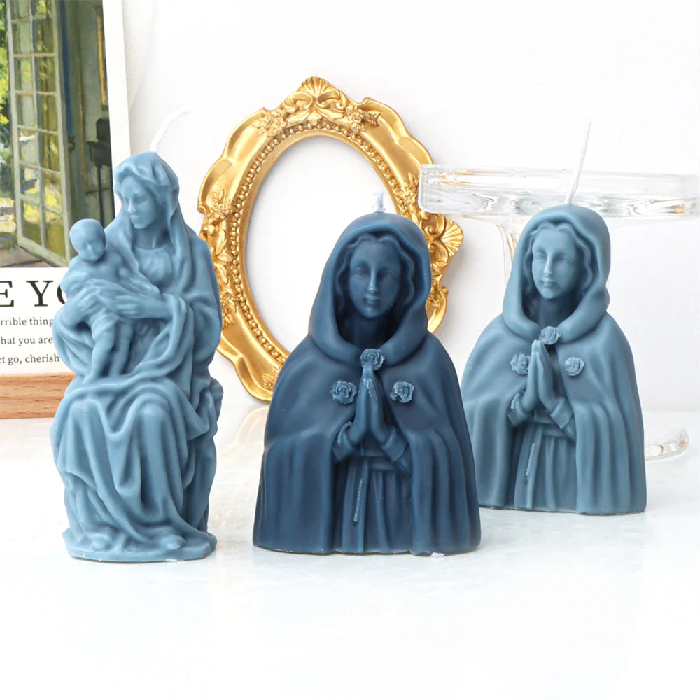 Religious Blessed Virgin Mary Candle Silicone Mold for Crafts