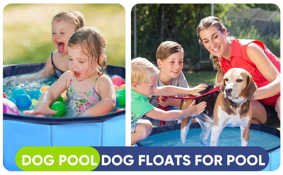 Foldable Dog Pool for Small Pets Quick Setup and Drain Hole Durable Waterproof PVC 32x8 Inches