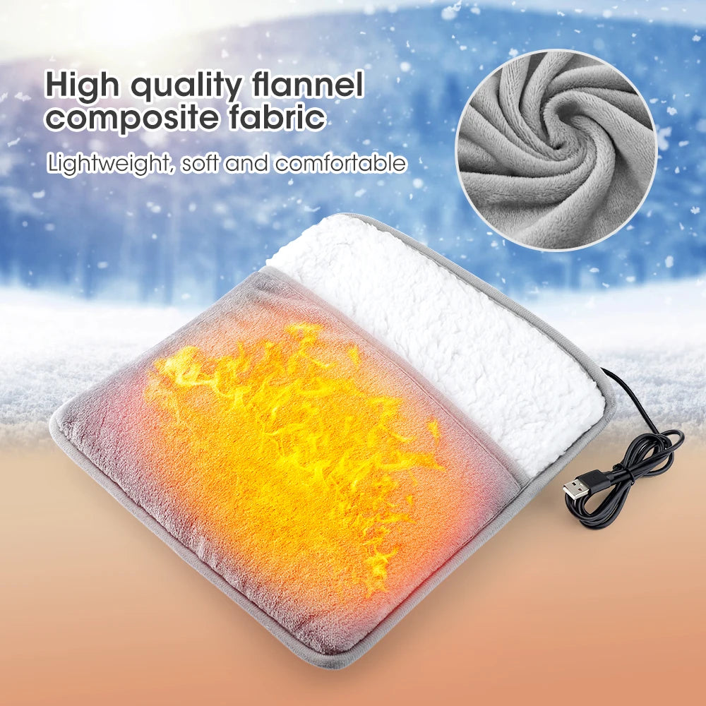 USB Foot Heating Pad - Soft Plush Washable Foot Warmer for Cozy Winter Comfort