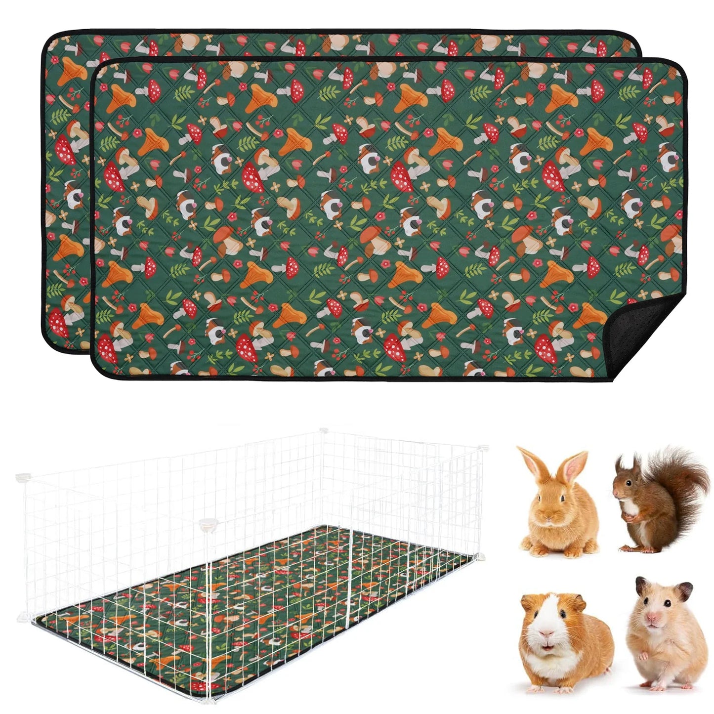 Guinea Hamster Cage Mat, Pee Pad, Washable Small Pet Bedding, Waterproof Super Absorbent , Non-Slip Mat for Small Animals