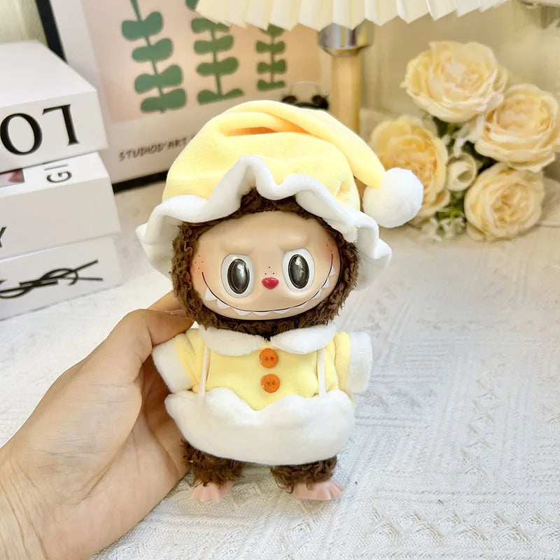 17cm Cute Mini Plush Doll Shark Onesie Clothes Outfit Accessories for Kpop Exo Labubu Dolls