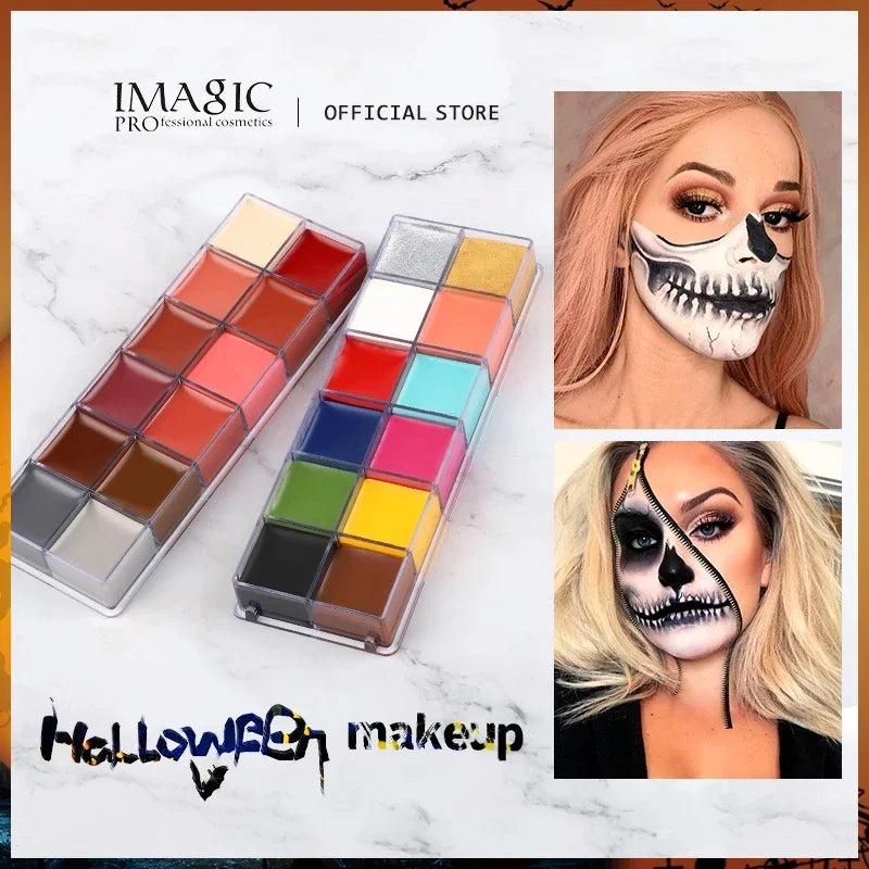 IMAGIC 12 Colors Flash Tattoo Face and Body Paint Set for Halloween Parties and Fancy Dress Makeup