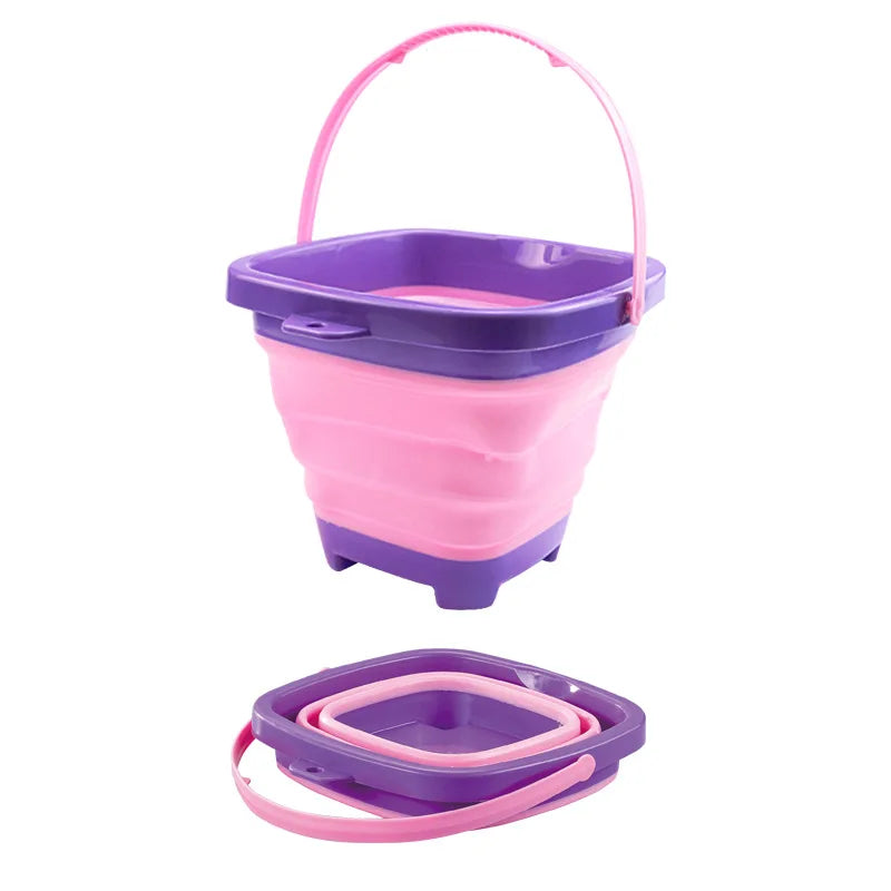Children's Foldable Beach Bucket Sand Toy Portable Telescopic Water Game for Outdoor Fun