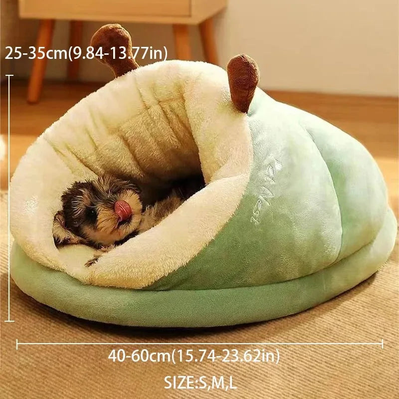 Warm Small Dog Kennel Bed Breathable Slipper Shaped Pet House Foldable Washable Cat Sleep Bag
