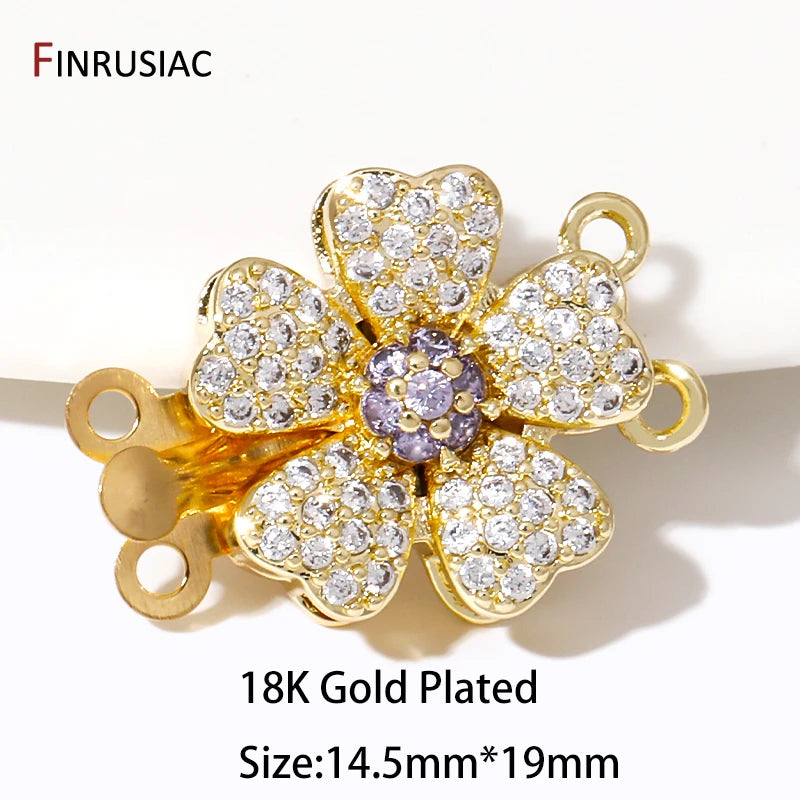 Multi Styles 18K Gold Plated Brass Flower Safety Clasps for DIY Jewelry