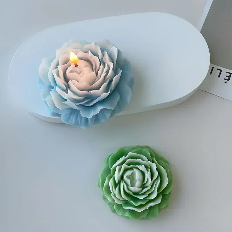 S/M/L 3D Peony Silicone Candle Mold for DIY Flower Crafts