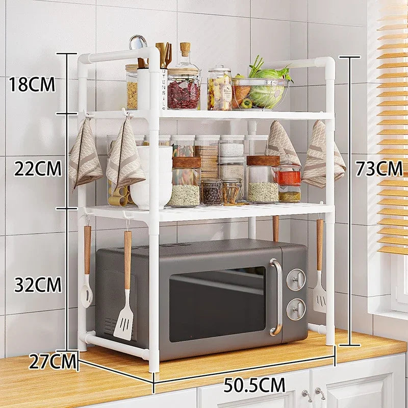 Multi Layer Kitchen Storage Rack Condiment Organizer Microwave Shelf Countertop Tidying Solution Kitchen Accessories