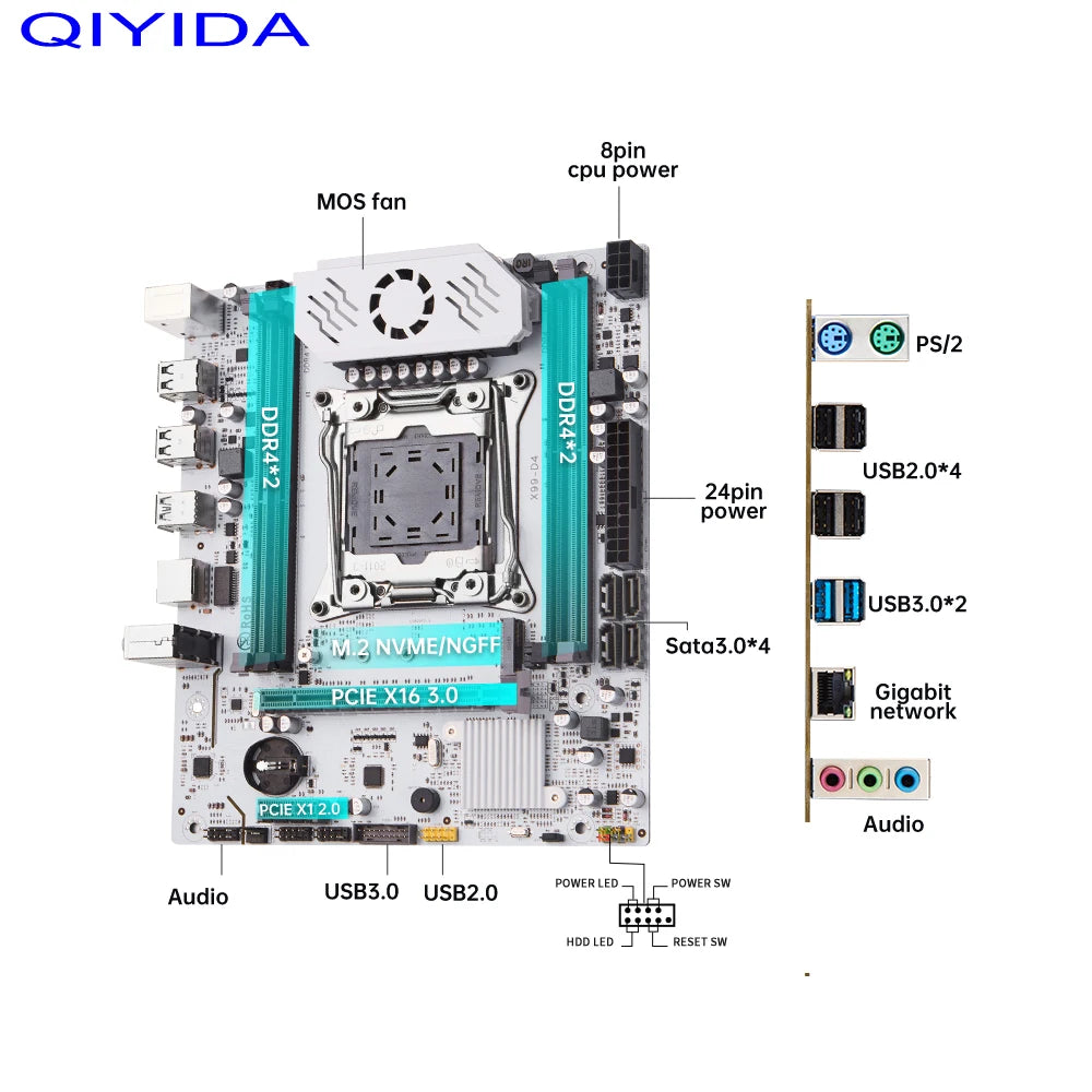 QIYIDA X99 Motherboard D4 LGA 2011 3 M.2 Slot DDR4 Support