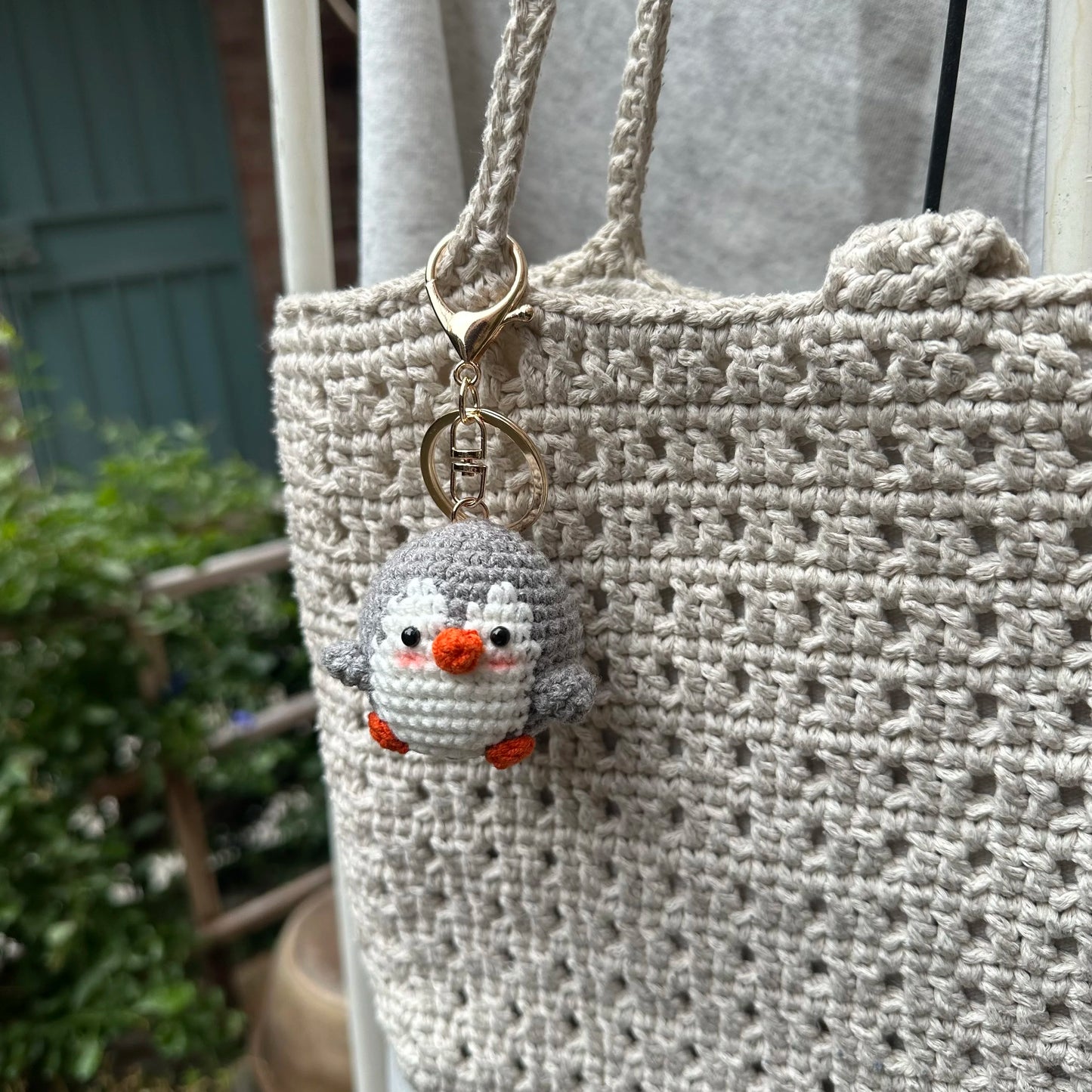 Handmade Cute Cotton Wool Penguin Doll Crochet Keychain