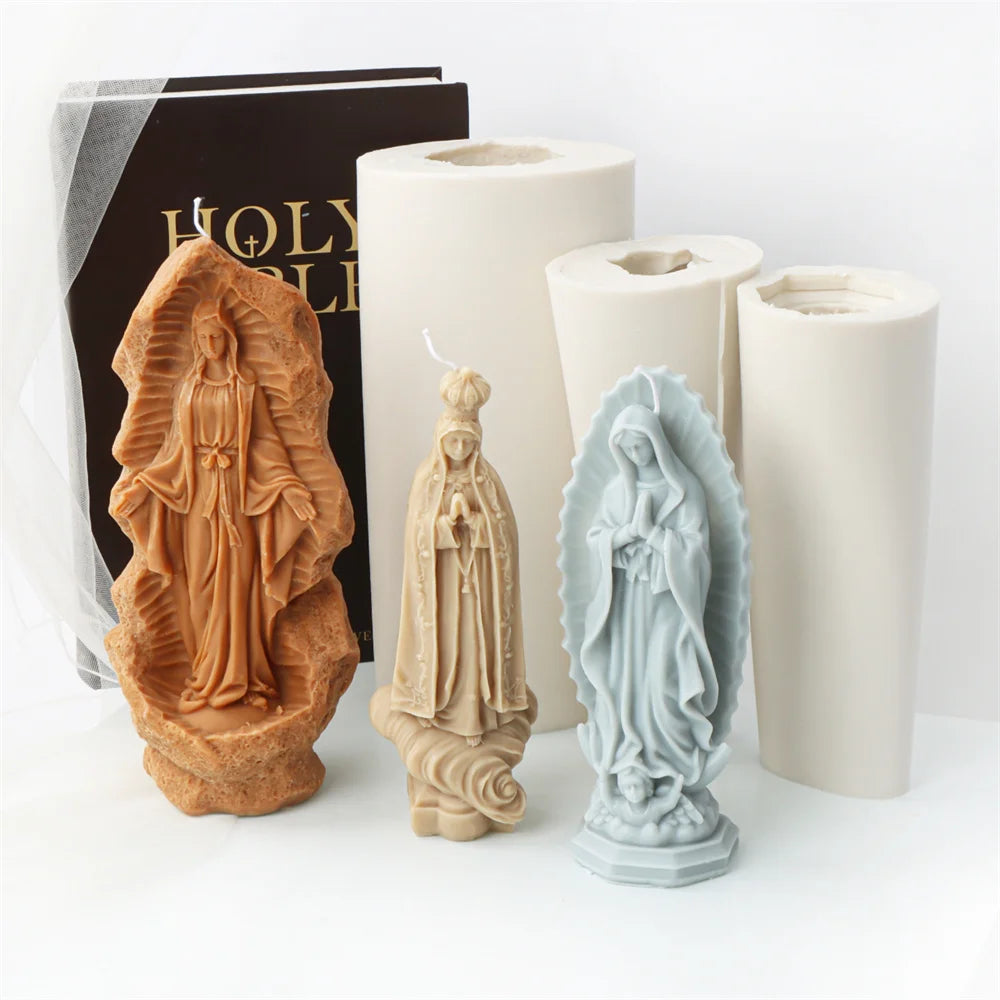 Religious Blessed Virgin Mary Candle Silicone Mold for Crafts