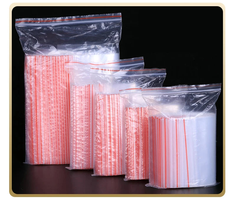100pcs/Pack Small Zip Lock Plastic Bags 0.05mm Thick