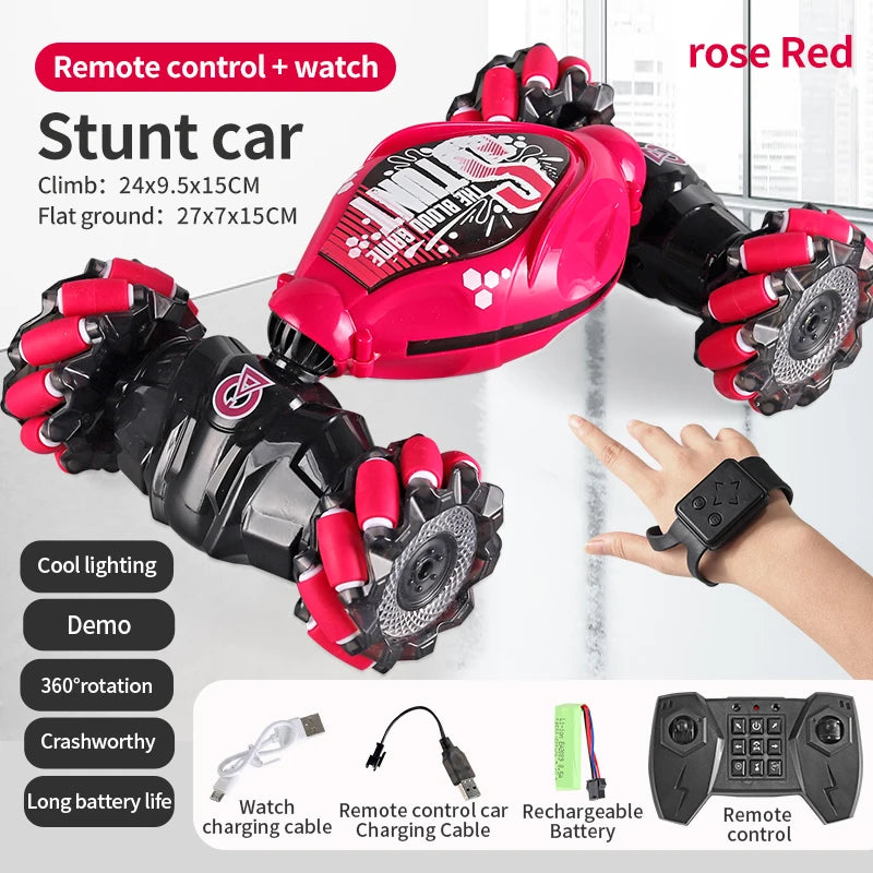 2.4G 4WD Remote control car with Watch Music 360° rotation twist Stunt High Speed drift climbing toy car Children's holiday gift