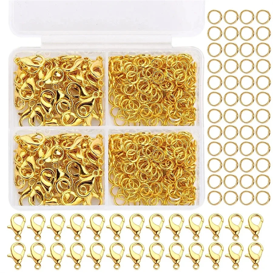 1set Box Gold Silver Lobster Clasp Jump Rings for Jewelry Making